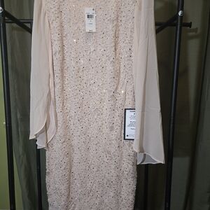 Connected Apparel Blush Sequin Midi Dress